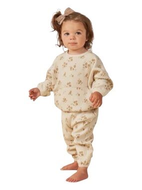 QUINCY MAE WAFFLE TOP + PANT SLOUCH SET - HONEY FLOWER, size 12-18 months